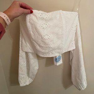 Strapless White Top with Sleeves